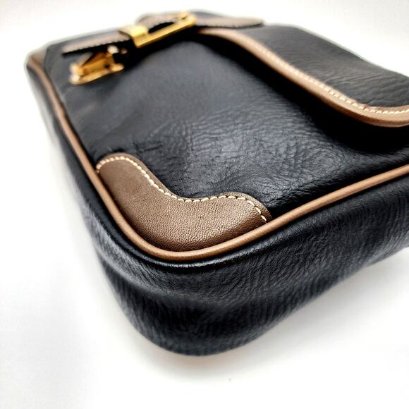 VINTAGE BALENCIAGA BLACK AND BROWN LEATHER TOILETRY BAG - Picture 12 of 16